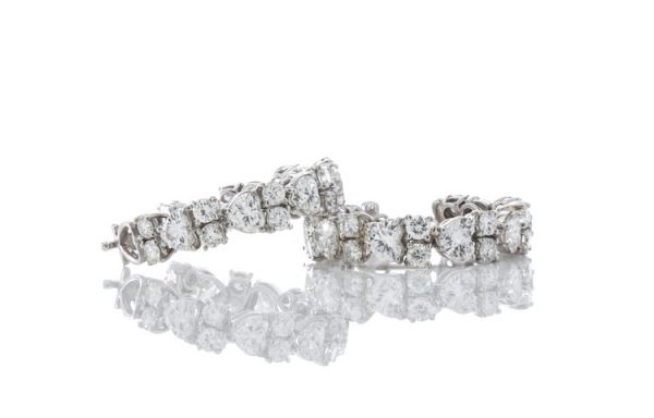 Heart Cut Diamond and 18ct White Gold Hoop Earrings; set with heart-cut and round brilliant-cut diamonds, 6.70 carats. Circa 2000's
