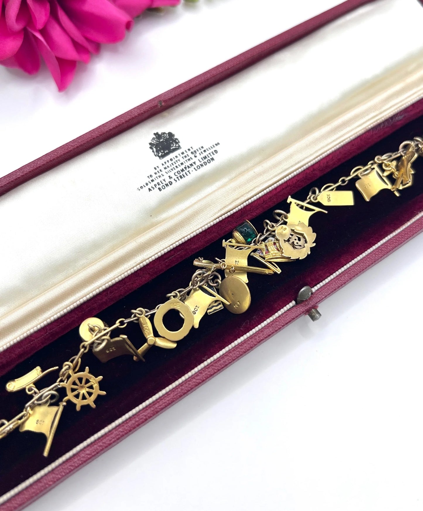 Antique 9 ct Gold Stamped, 1920's Nautical Themed Charm Bracelet