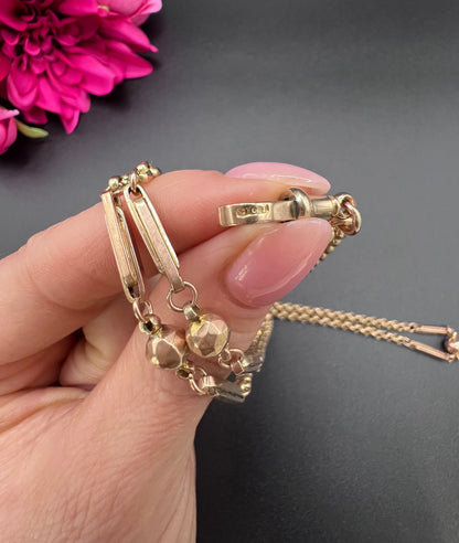 Antique 9ct Rose Gold, Edwardian Fancy Paperclip & Ball Link Belcher Chain 30 Inch