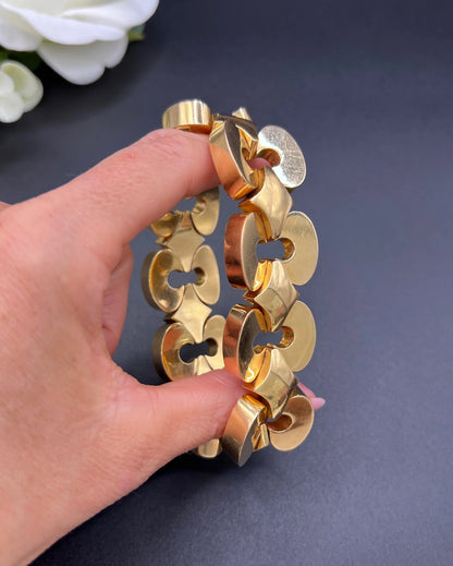 Antique 18ct Yellow Gold French Stamped, 1920s Sculptural Link Bracelet
