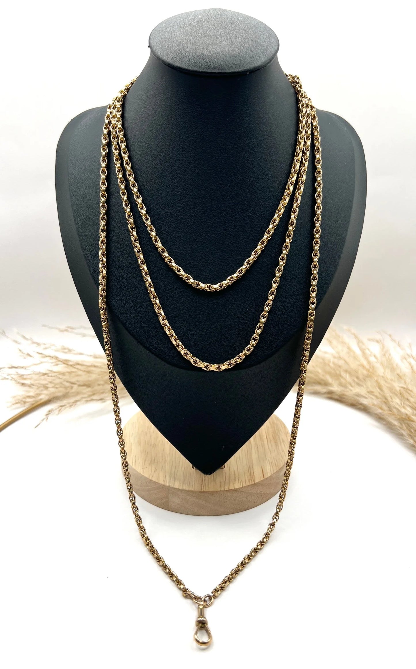 Victorian Antique 9ct Gold Fancy Rolo Link Long Guard Chain