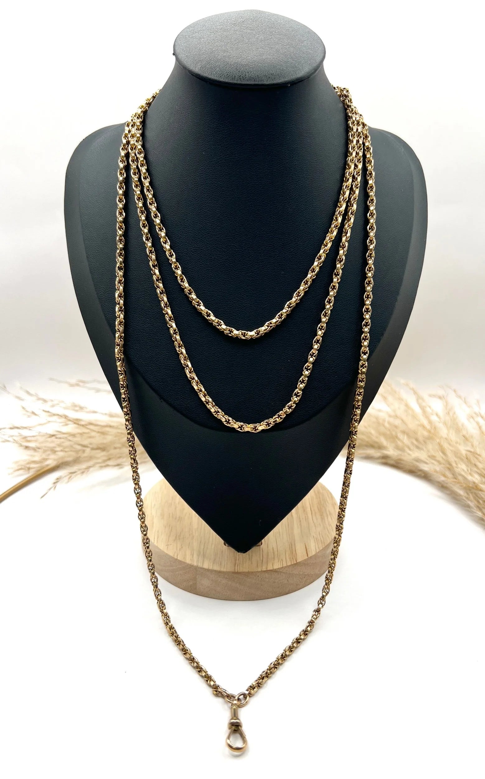 Victorian Antique 9ct Gold Fancy Rolo Link Long Guard Chain