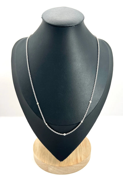 Vintage 18 ct White Gold Diamond Set Trace Link Chain With Lobster Clasp