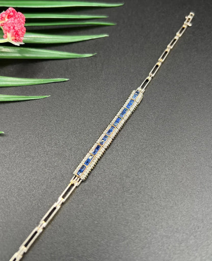 Edwardian Antique Sapphire and Rose Cut Diamond Bracelet