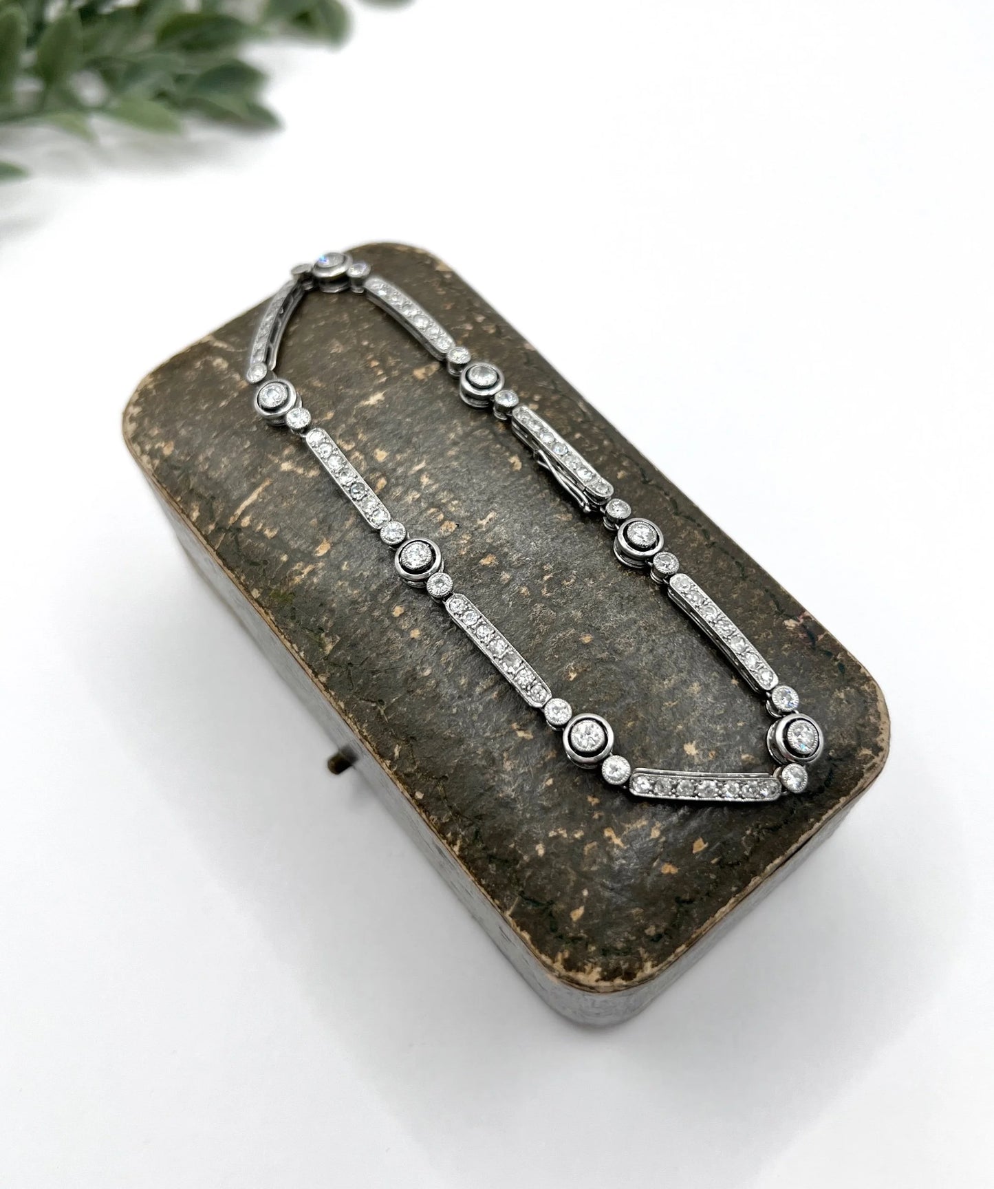 Antique Art Deco Platinum Diamond Target Bracelet, 3.00 Carats, Circa 1920