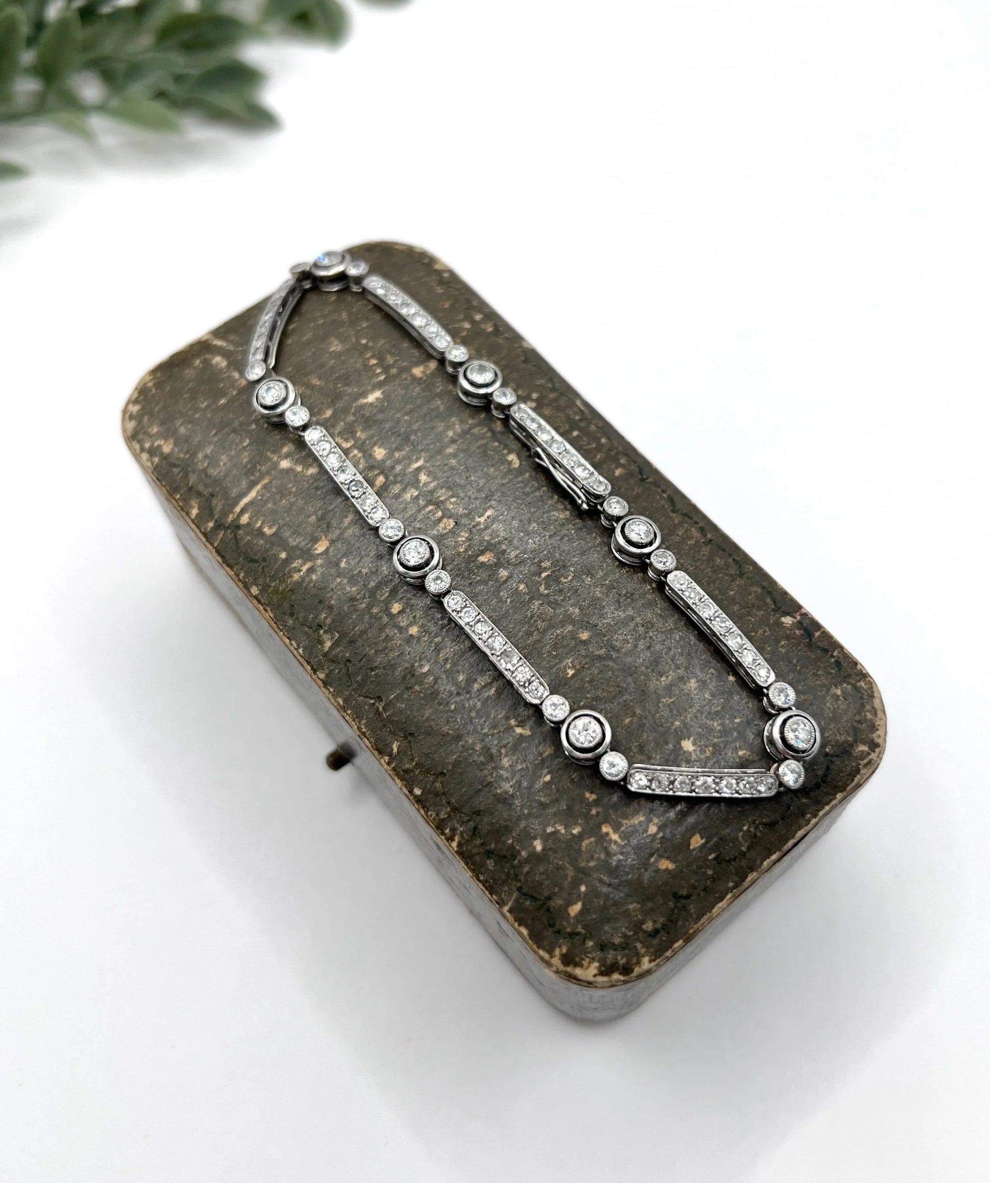 Antique Art Deco Platinum Diamond Target Bracelet, 3.00 Carats, Circa 1920