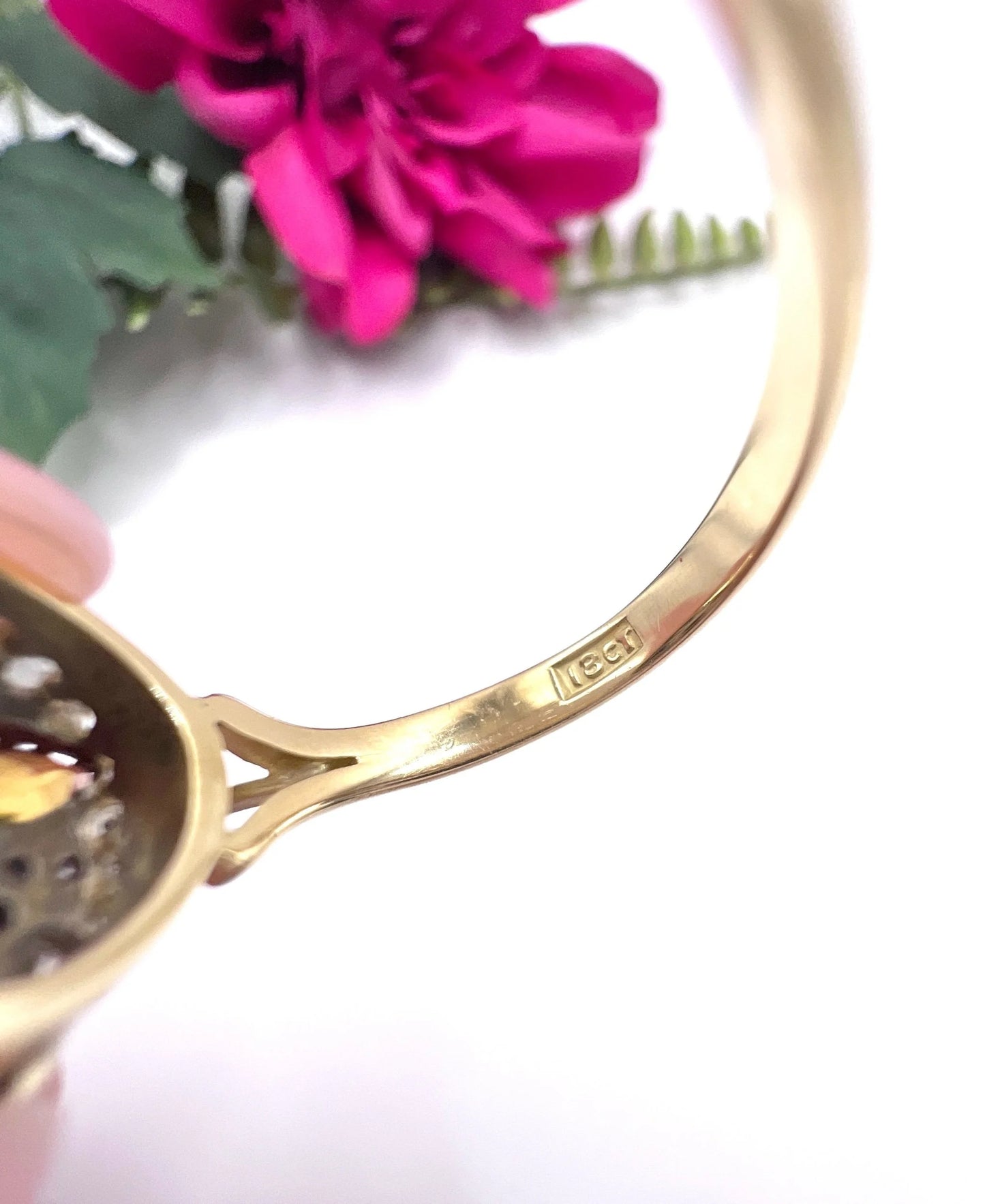 Vintage 18ct Gold, 1980s Natural Sapphire, Pink Sapphire & Citrine Cocktail Ring