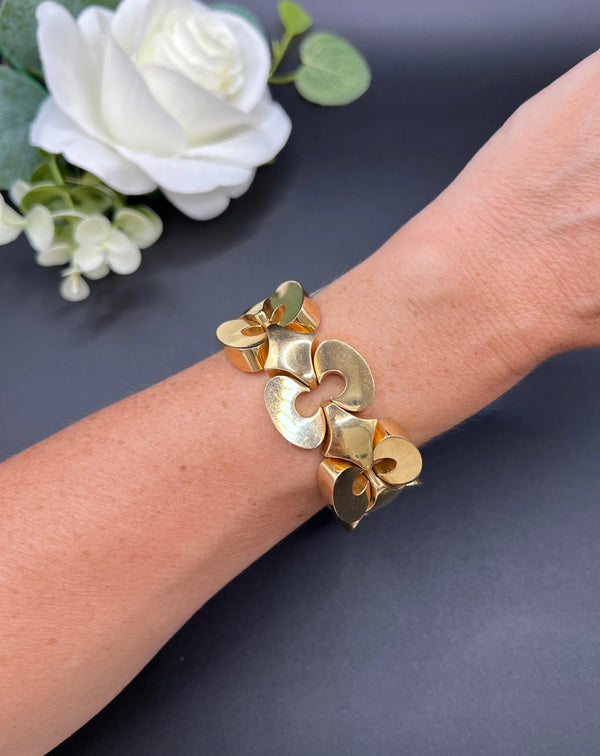 Antique 18ct Yellow Gold French Stamped, 1920s Sculptural Link Bracelet