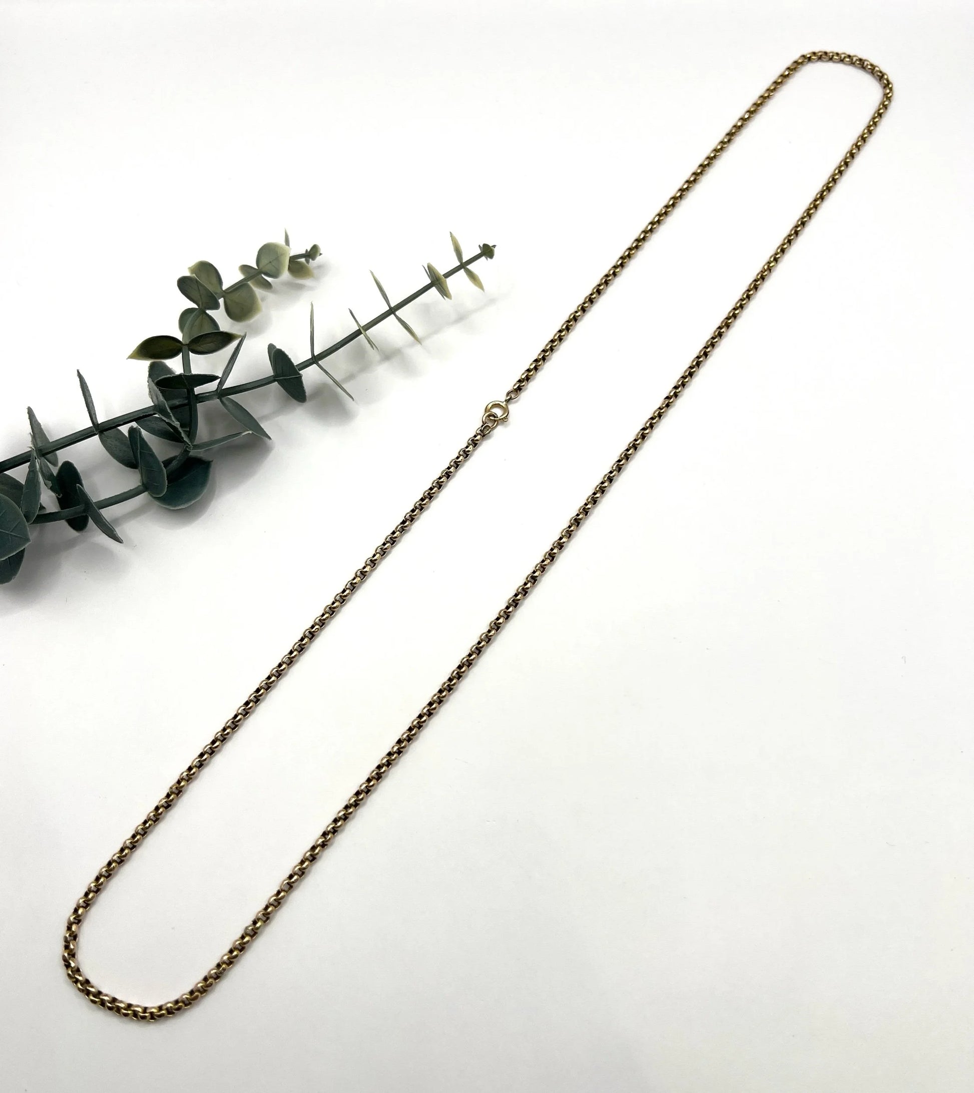 Antique 9 ct Yellow Gold Belcher Chain - Edwardian Faceted Link Necklace