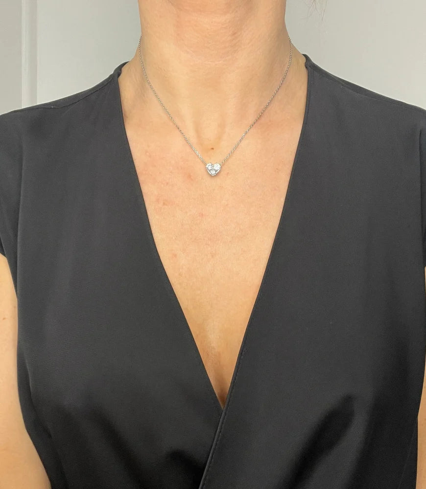 Diamond Heart Pendant Necklace in 18 Carat White Gold