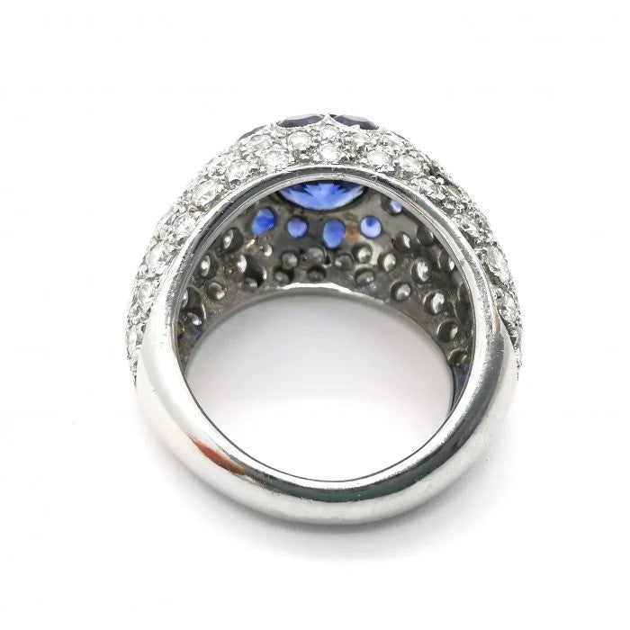 Sapphire Diamond Bombe Platinum Ring