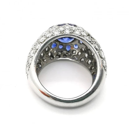 Sapphire Diamond Bombe Platinum Ring