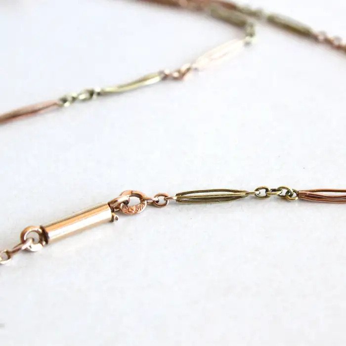 Antique Russian Multi Gemstone Necklace in Tri Colour 15 Gold Circa 1890s