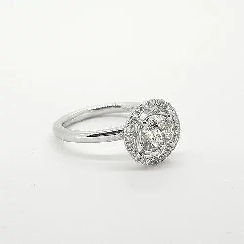 Diamond Halo Cluster Ring, 1.30 carats, in 18ct white gold