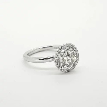 Diamond Halo Cluster Ring, 1.30 carats, in 18ct white gold