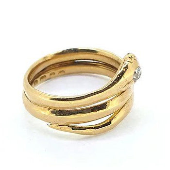 Antique Victorian Diamond and 18ct Gold Snake Ring, Late 19th century Circa 1887