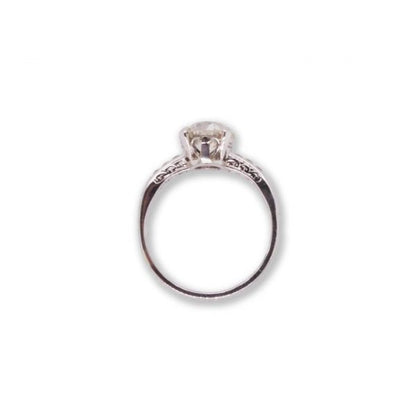 Art Deco 1.60ct Diamond Solitaire Engagement Ring, tulip setting, diamond set shoulders, mounted in platinum