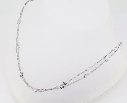 Mixed Cut Diamond Set Chain Necklace, 1.32cts, 18ct White Gold