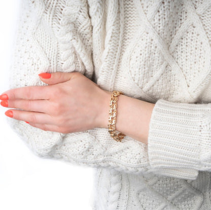 Vintage 18ct Rose Gold Bismark Link Curb Chain Bracelet