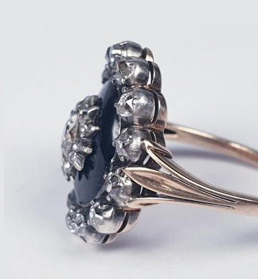 Antique Georgian Old Cut Diamond and Garnet Dress Ring