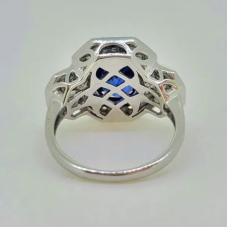 4ct Sapphire and Diamond Cluster Dress Engagement Ring in 18ct White Gold