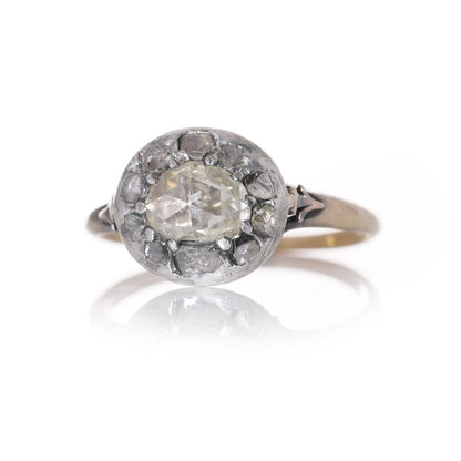 Georgian diamond cluster ring in 18 carat gold and silver.