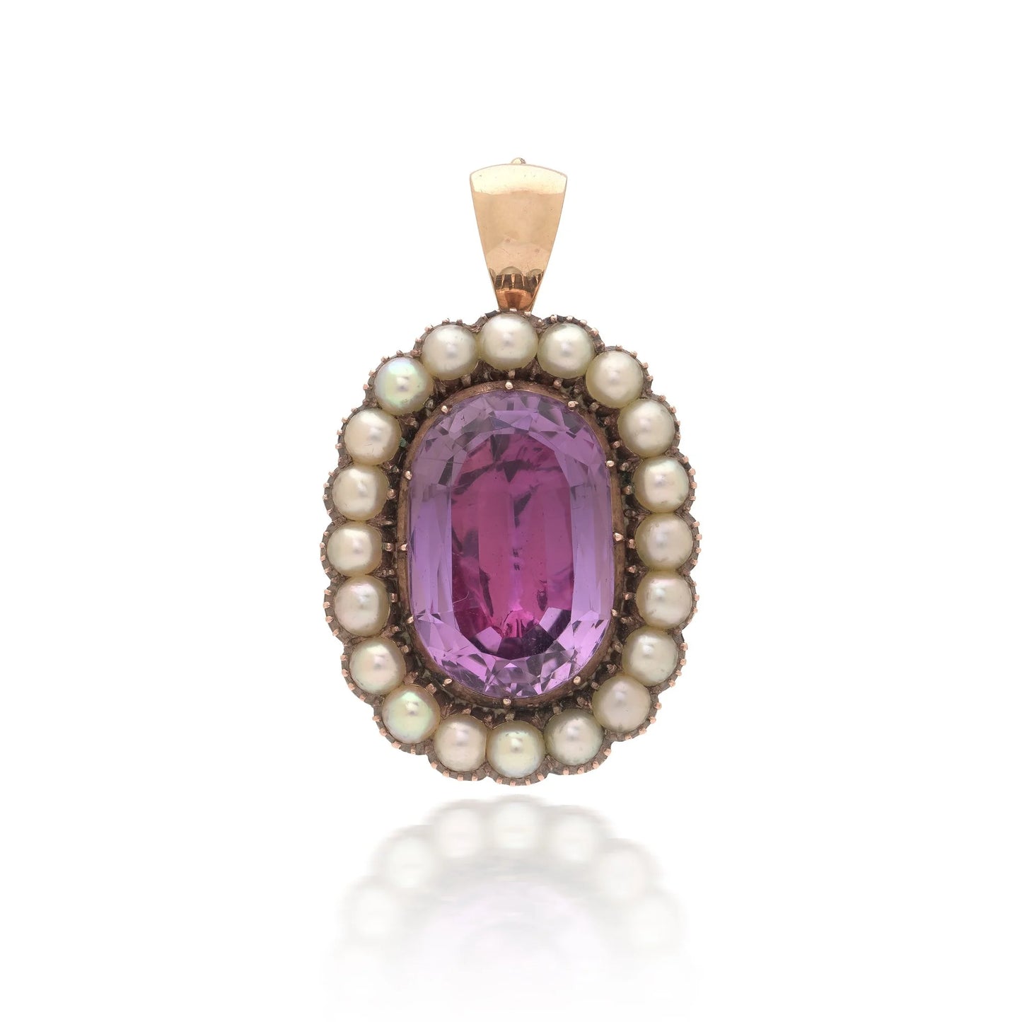 9KT Gold Amethyst and Freshwater Pearl Cluster Pendant
