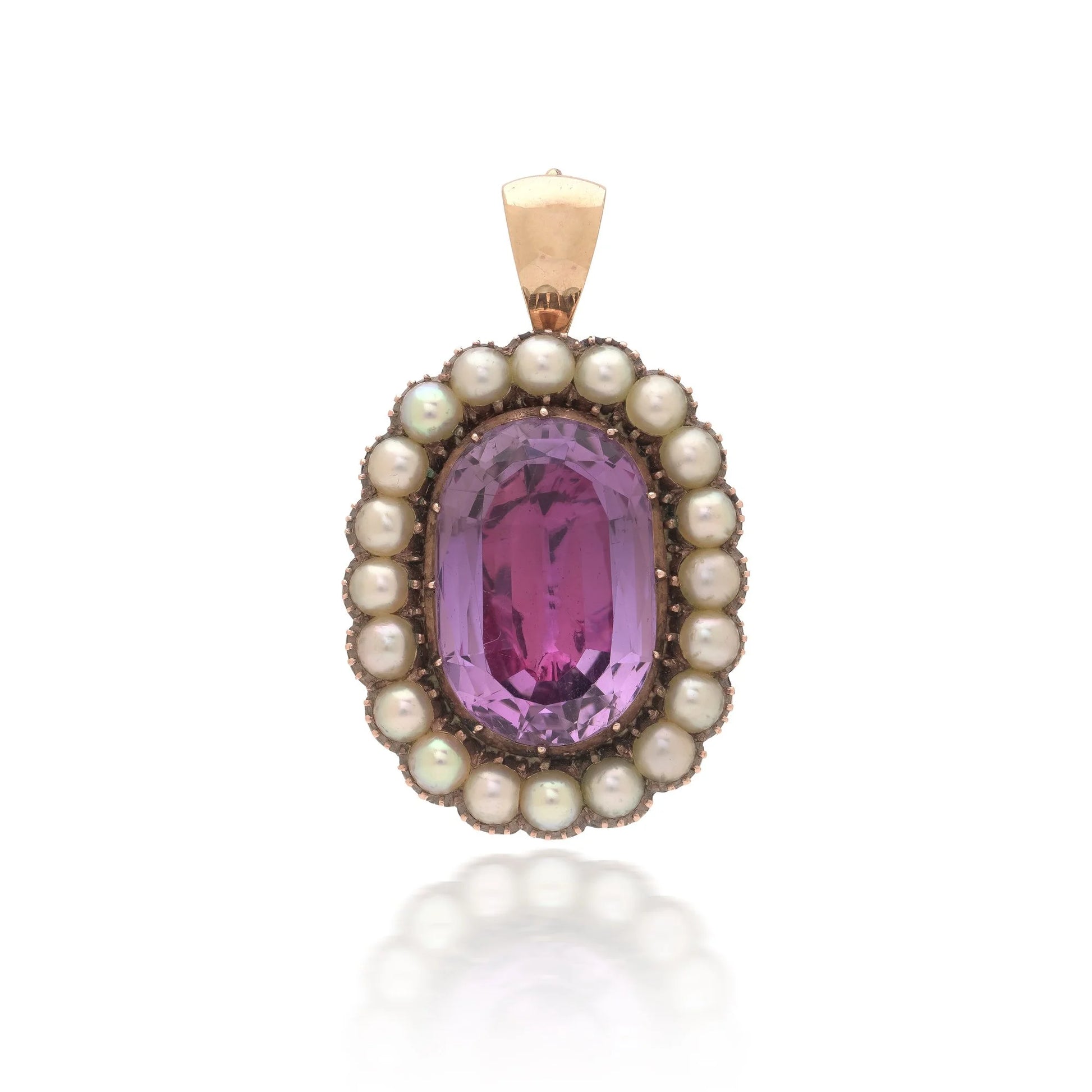 9KT Gold Amethyst and Freshwater Pearl Cluster Pendant