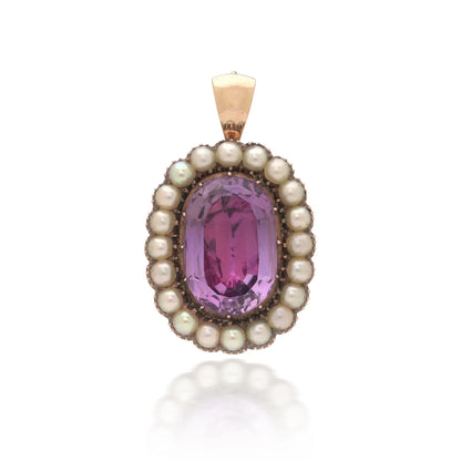 9KT Gold Amethyst and Freshwater Pearl Cluster Pendant