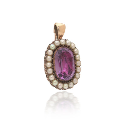 9KT Gold Amethyst and Freshwater Pearl Cluster Pendant