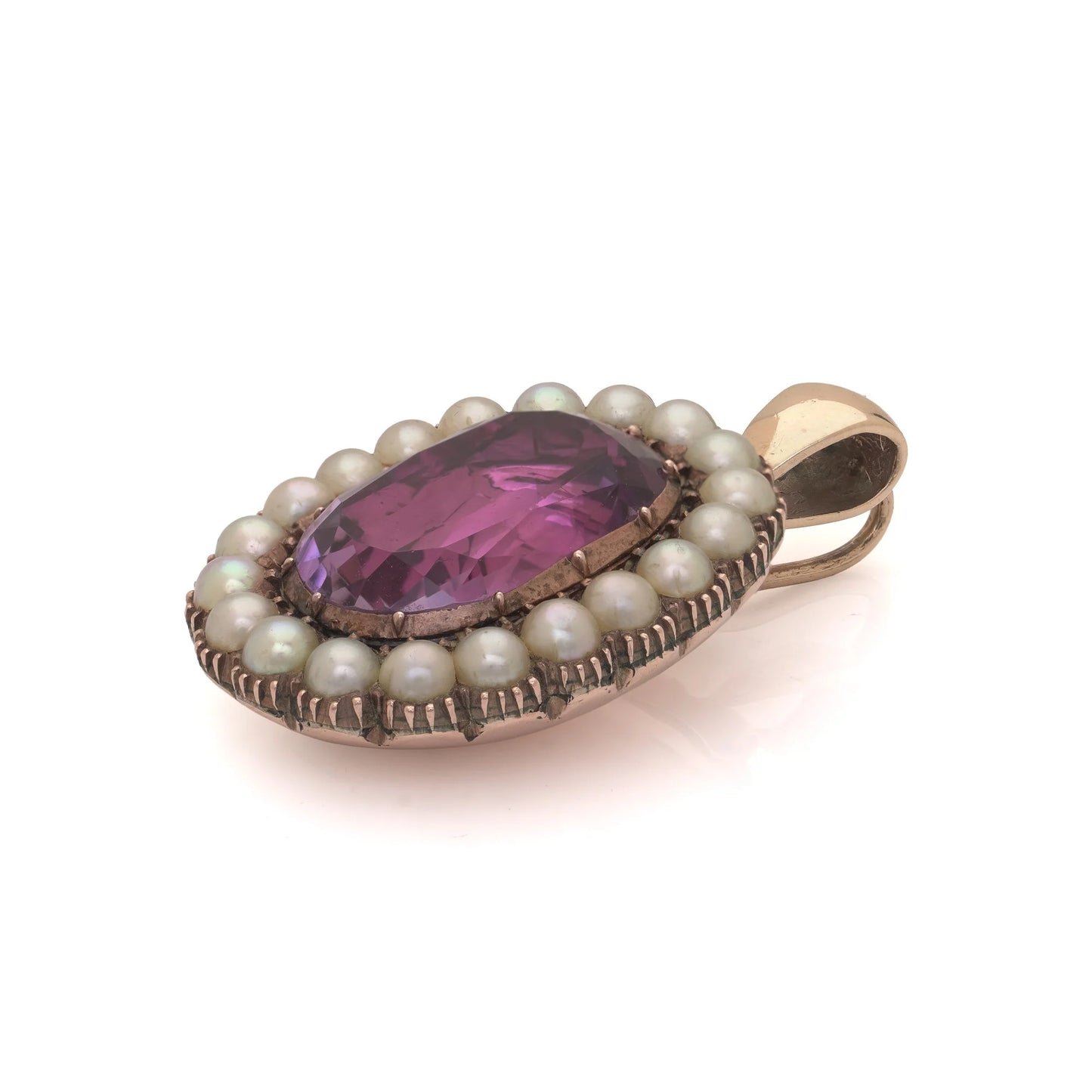 9KT Gold Amethyst and Freshwater Pearl Cluster Pendant