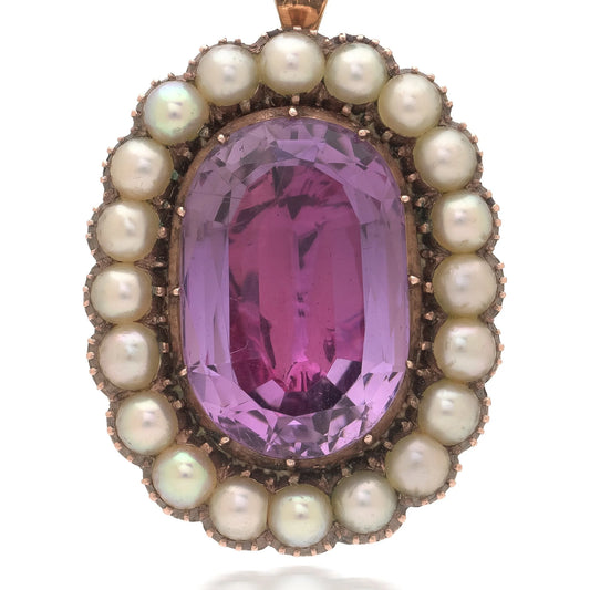 9 ct Gold Amethyst and Freshwater Pearl Cluster Pendant