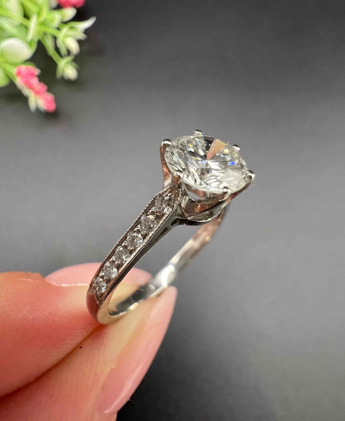 Antique 1.38 Carat Diamond Single Stone Set in New Platinum Mount