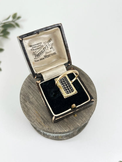 Edwardian Antique Diamond Rectangular Plaque Ring