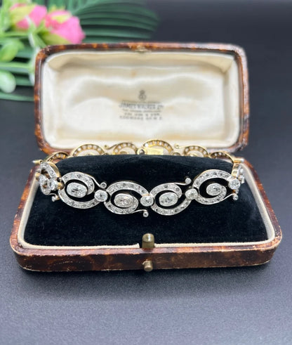 Victorian Antique 7ct Diamond Fancy Link Bracelet