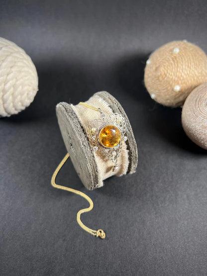 Edwardian 18 Carat Gold, Platinum, Citrine, Pearl and Diamond Pendant Necklace