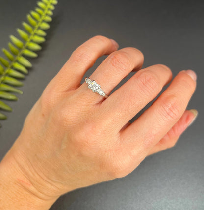 Antique Platinum 1920's Single Stone Diamond Engagement Ring With Diamond Shoulders
