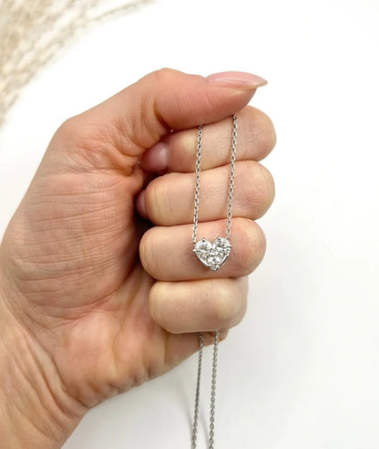Diamond Heart Pendant Necklace in 18 Carat White Gold
