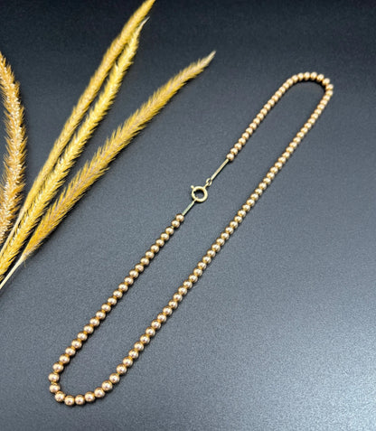 Edwardian 9 Carat Rose Gold Marseille Gold Ball Necklace, Circa 1910
