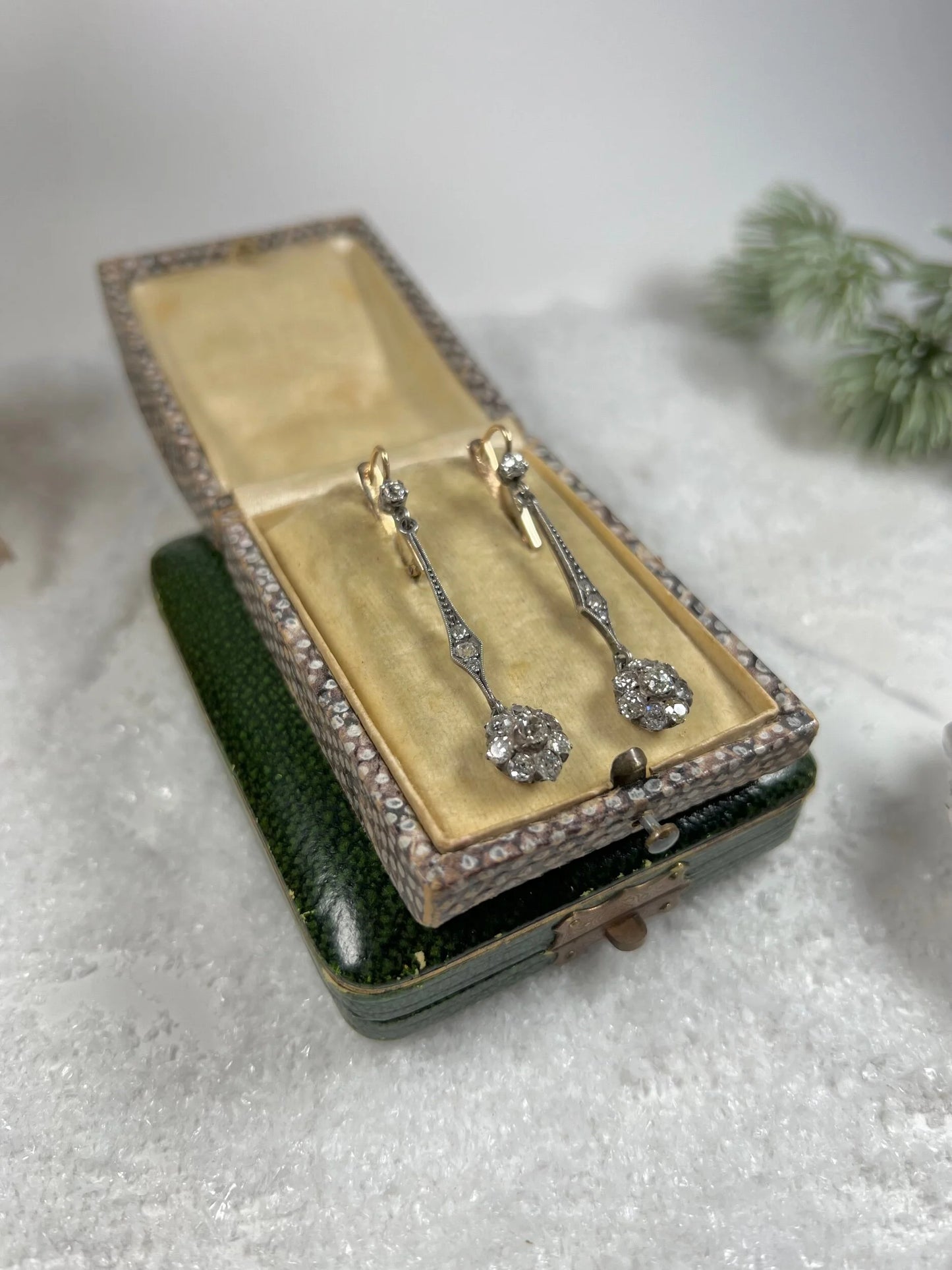 Victorian 18 Carat Gold and Silver Old Mine Cut Diamond Daisy Drop Earrings, Circa 1880