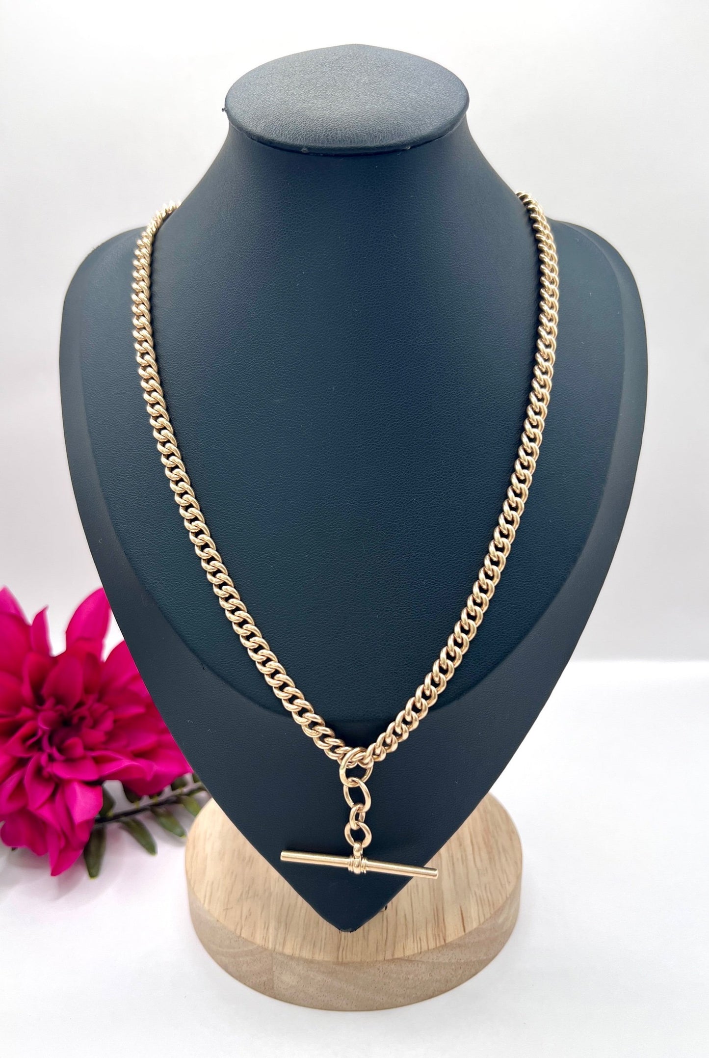 Vintage 9 ct Gold Albert Chain: Watch Chain Necklace, Birmingham 1930