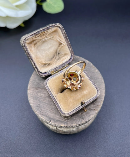Vintage 18 ct Gold, 1950's Gemstone Set Sputnik Orb Ring