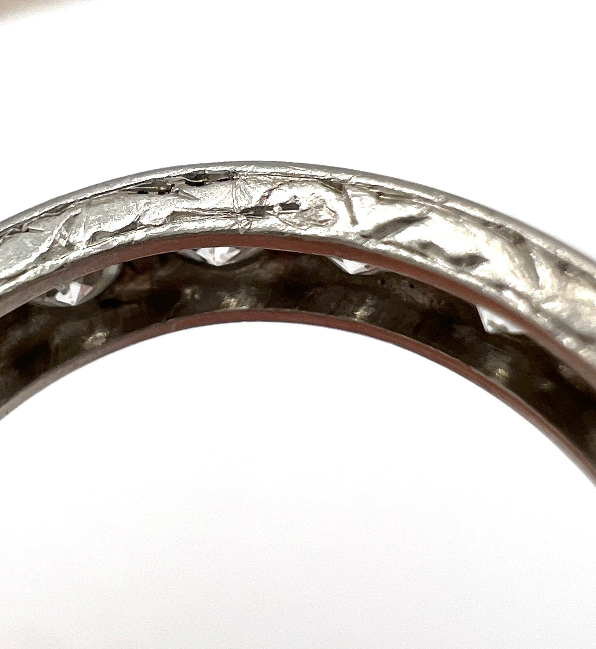 French Antique Platinum 1.40 Carats Diamond Full Eternity Ring, Circa 1920