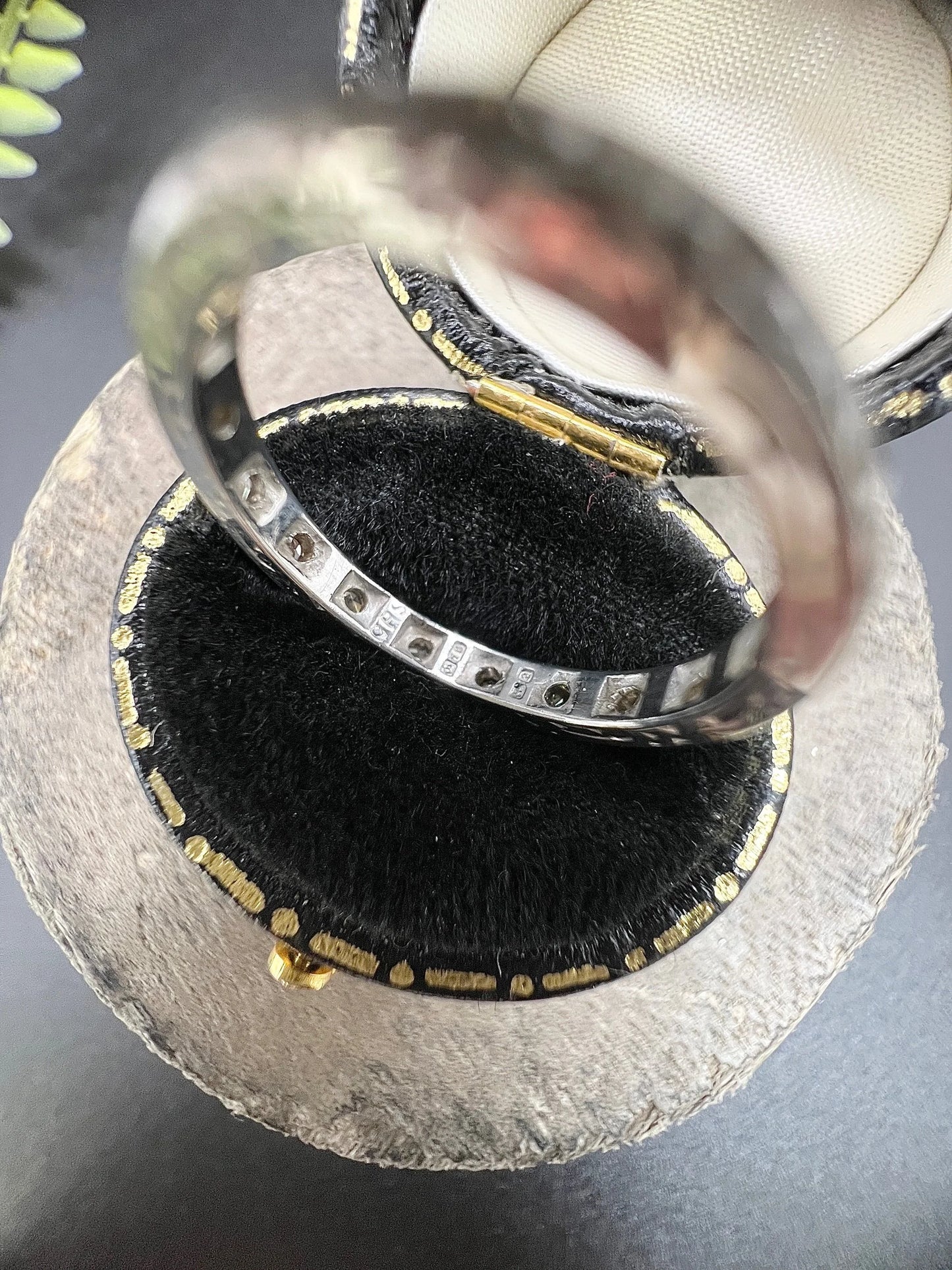 A diamond full eternity ring in white gold, in a ring box