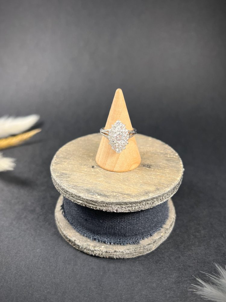 Vintage French 2ct Diamond Marquise Navette Cluster Ring