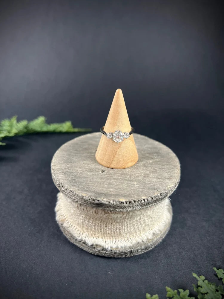 Vintage Three Stone Diamond Engagement Ring In 14 Carat White Gold