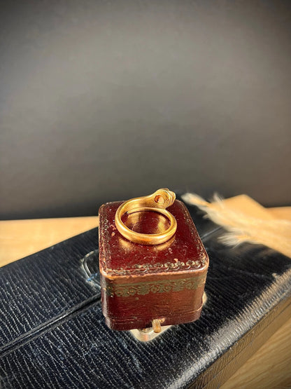 Antique 10ct Rose Gold, Victorian Garnet Headed Snake Ring