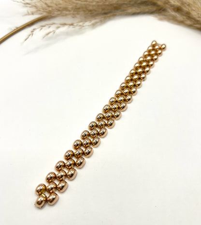 Vintage 18 Carat Yellow Gold Three Row Bubble Bracelet, Circa 1980