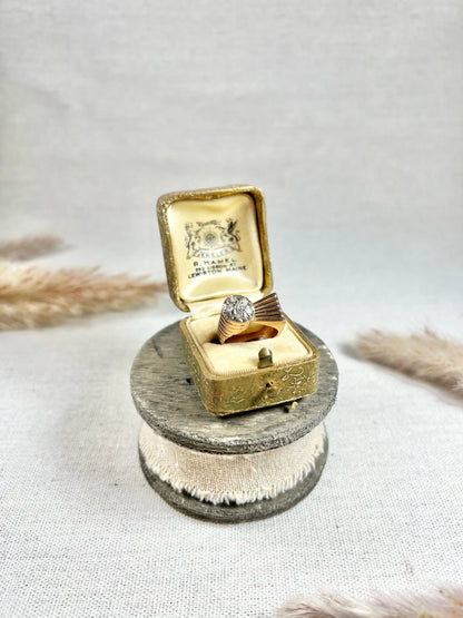 Vintage 18 Carat Rose Gold Diamond Bombé and Fan Cocktail Ring, Circa 1940