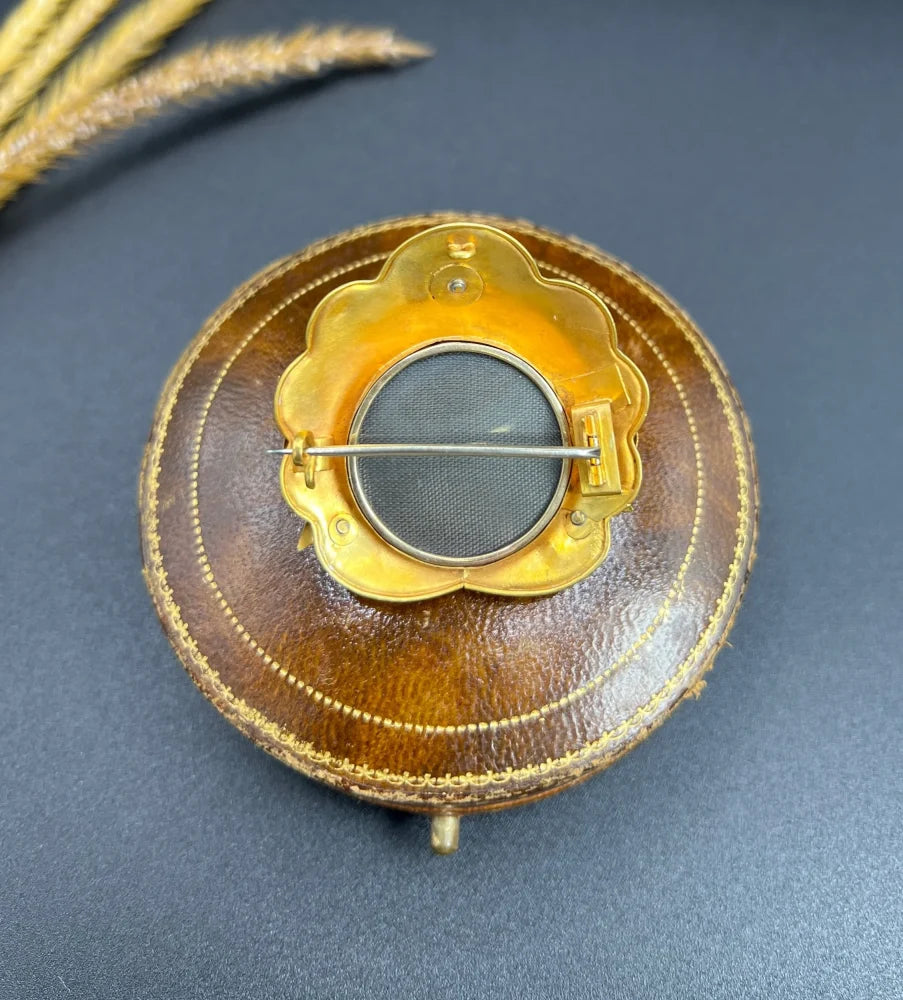 Antique Floral Etruscan Brooch In 15 Carat Yellow Gold